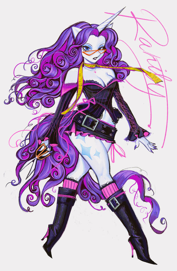 Rarity strutting towards to edit an outfit